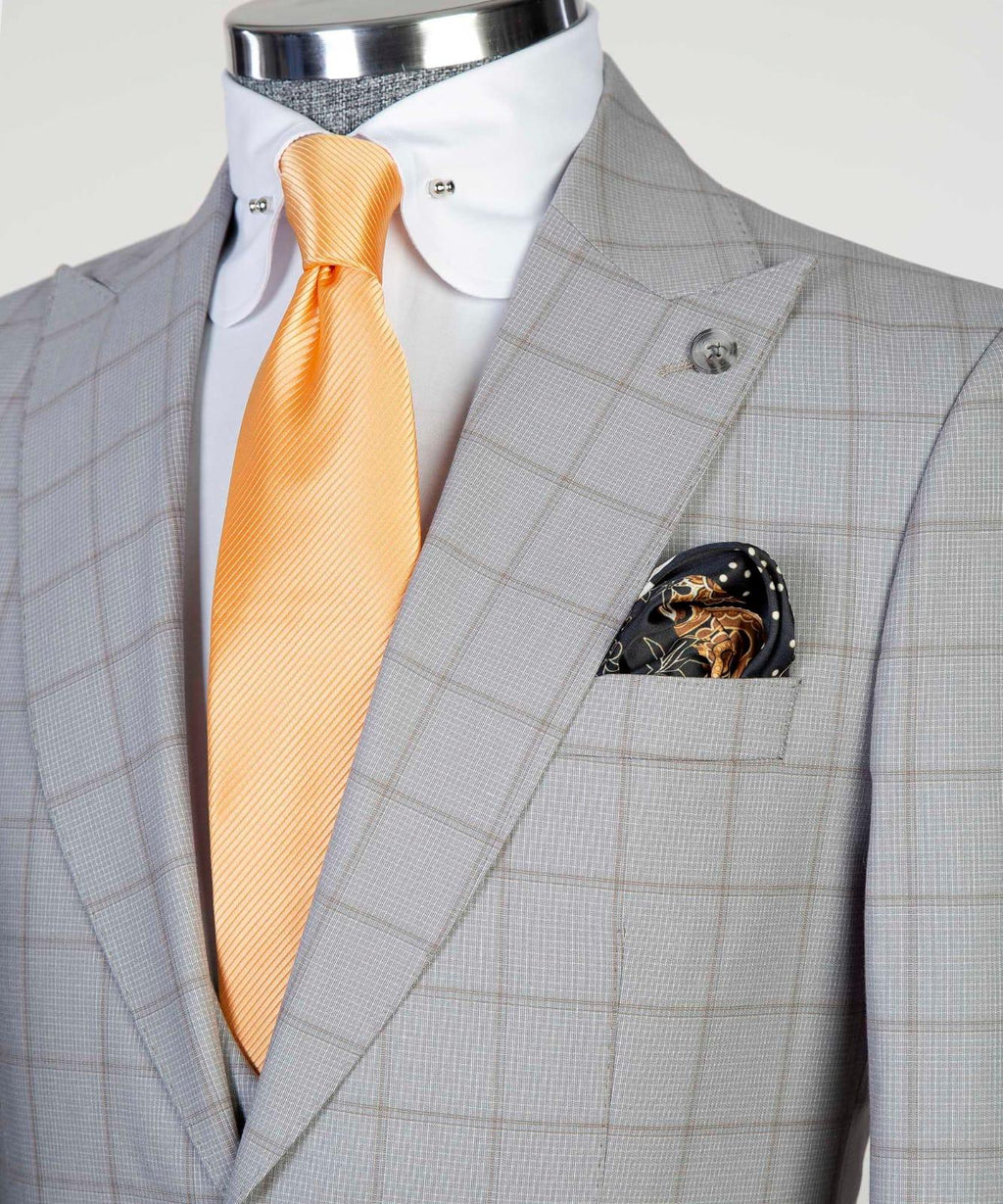 3 piece Grey Checked Suit
