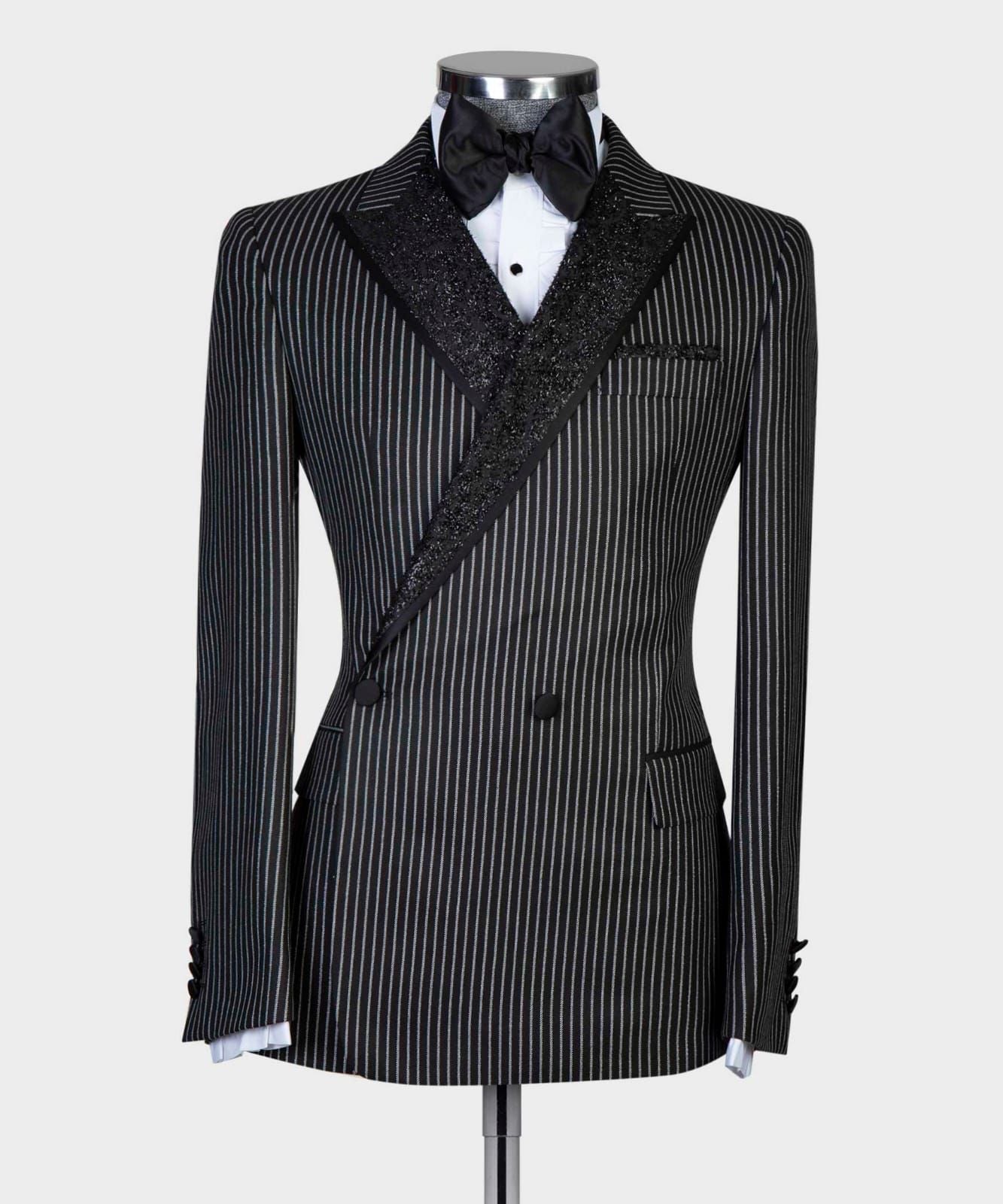 2 Piece Double Breasted Black stripeTuxedo
