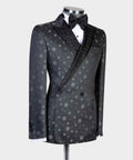 2 Piece Double Breasted Black and Grey Dotted Tuxedo