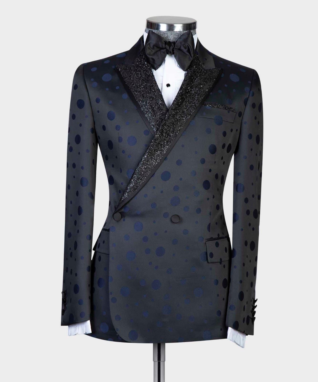 2 Piece Double Breasted Blue Dotted Tuxedo