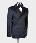 2 Piece Double Breasted Blue Dotted Tuxedo