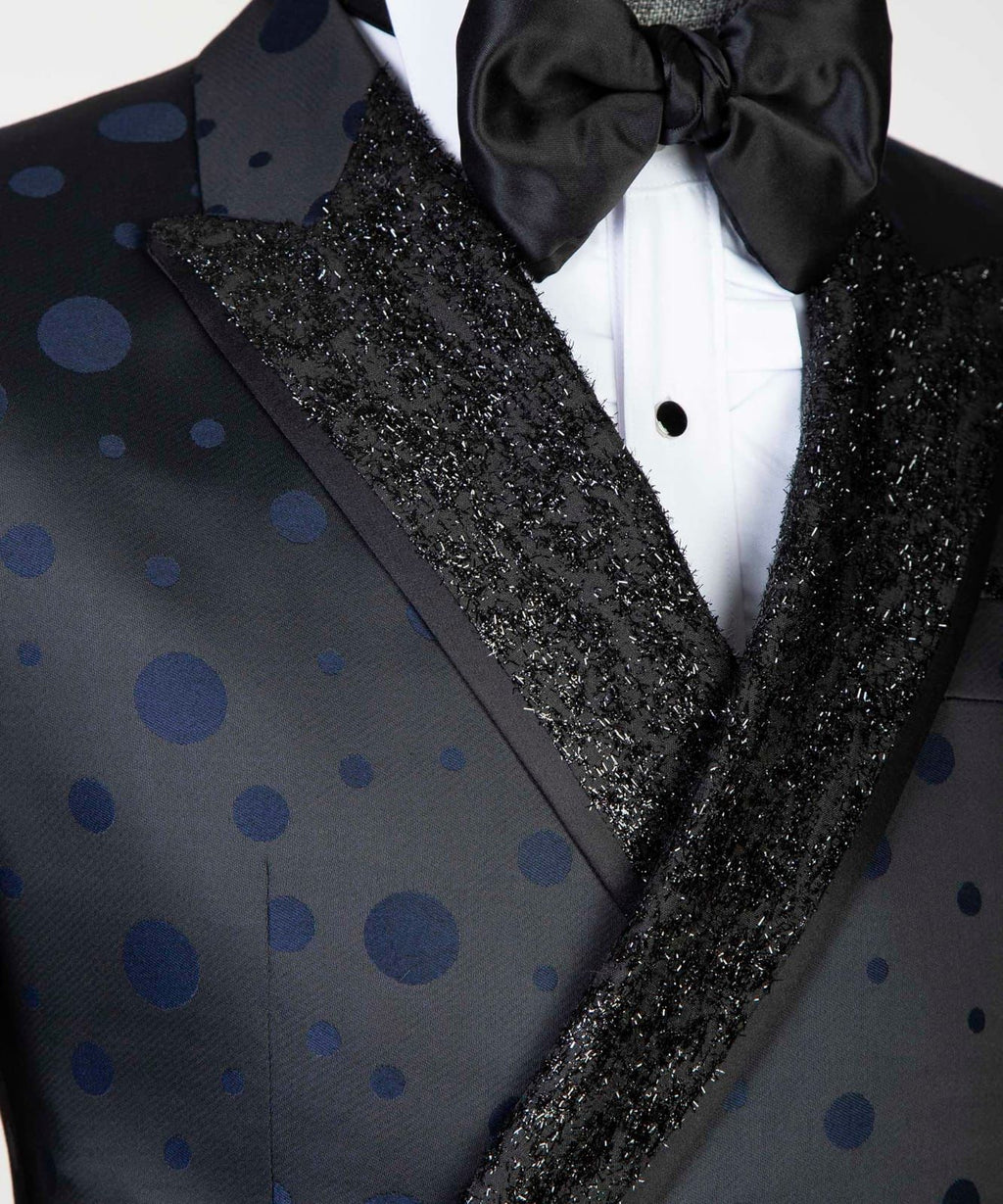 2 Piece Double Breasted Blue Dotted Tuxedo