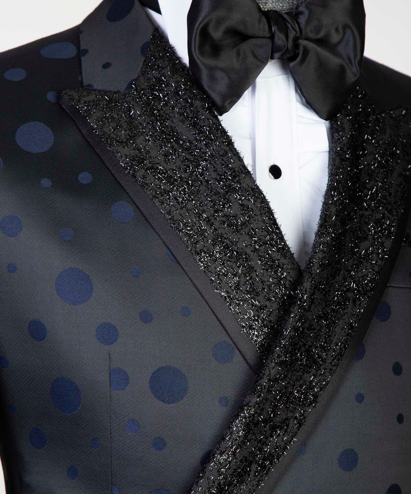 2 Piece Double Breasted Blue Dotted Tuxedo