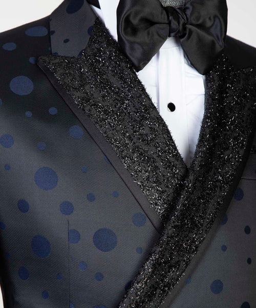 2 Piece Double Breasted Blue Dotted Tuxedo