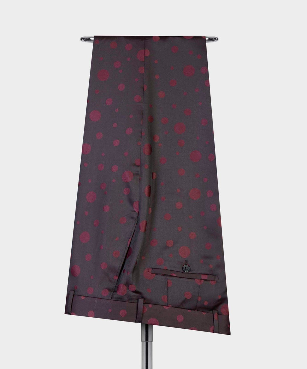 2 Piece Double Breasted Burgundy Dotted Tuxedo