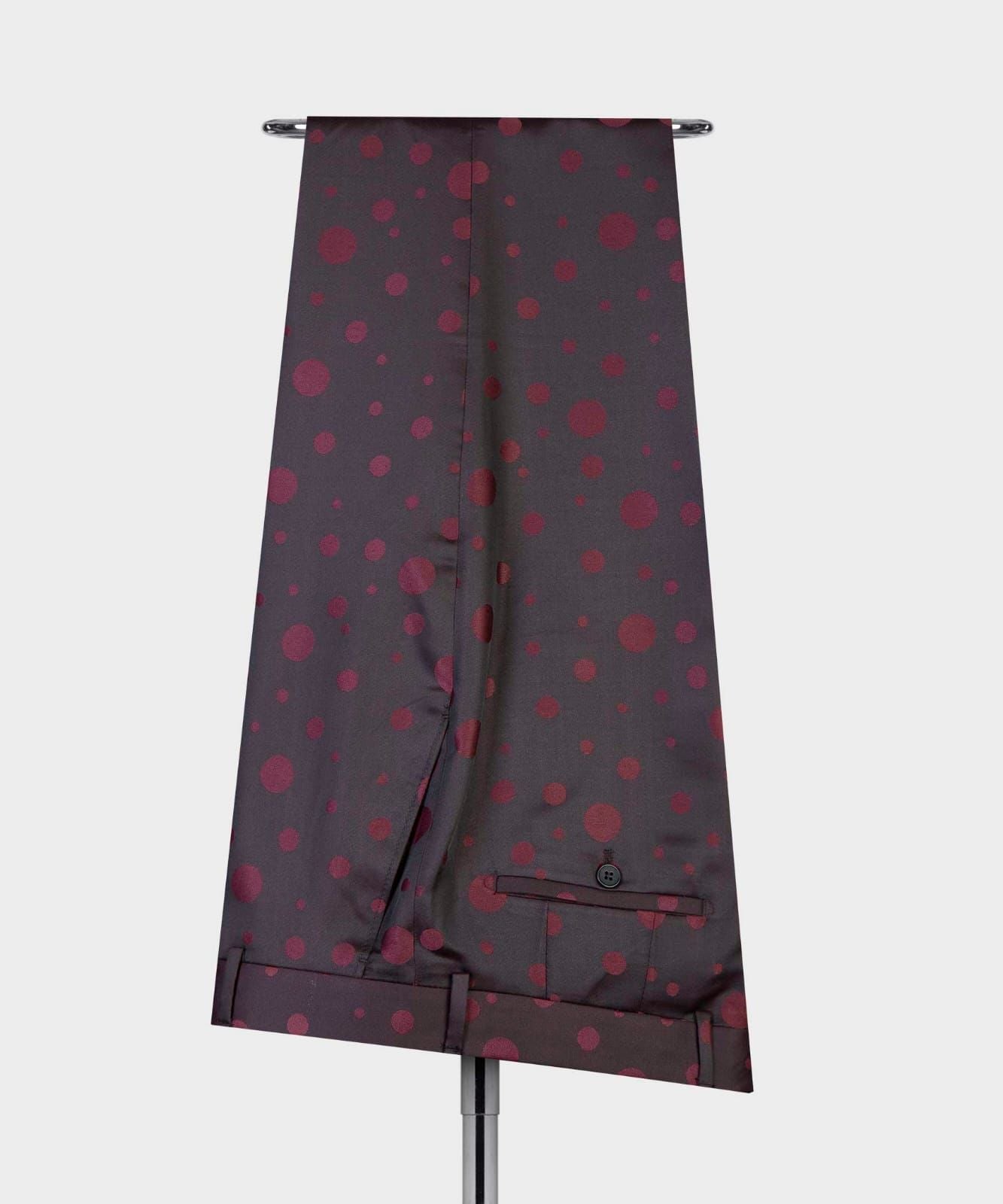 2 Piece Double Breasted Burgundy Dotted Tuxedo