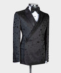 2 Piece Double Breasted Black Dotted Tuxedo