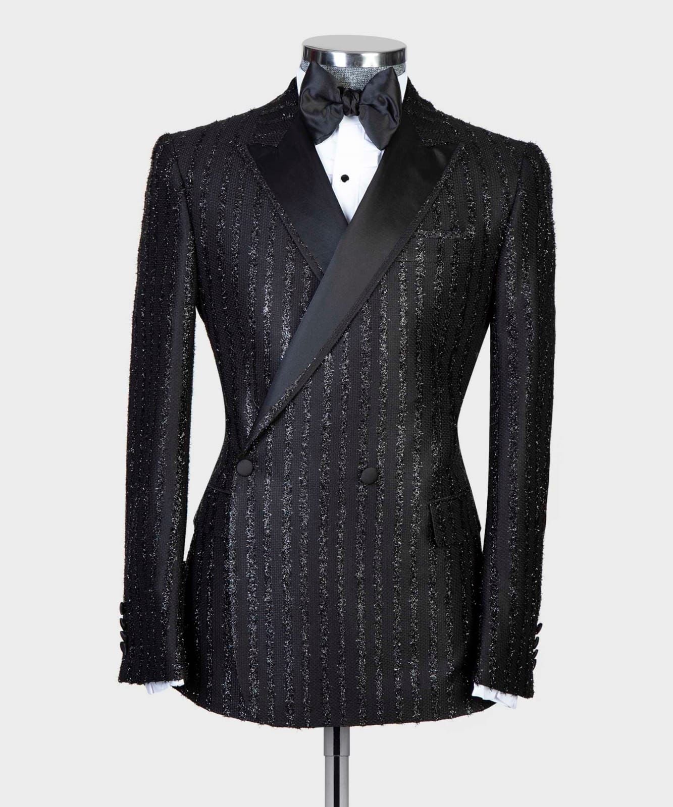 2 Piece Double Breasted Black and Gold Stripe Tuxedo
