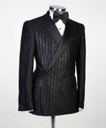 2 Piece Double Breasted Black and Gold Stripe Tuxedo