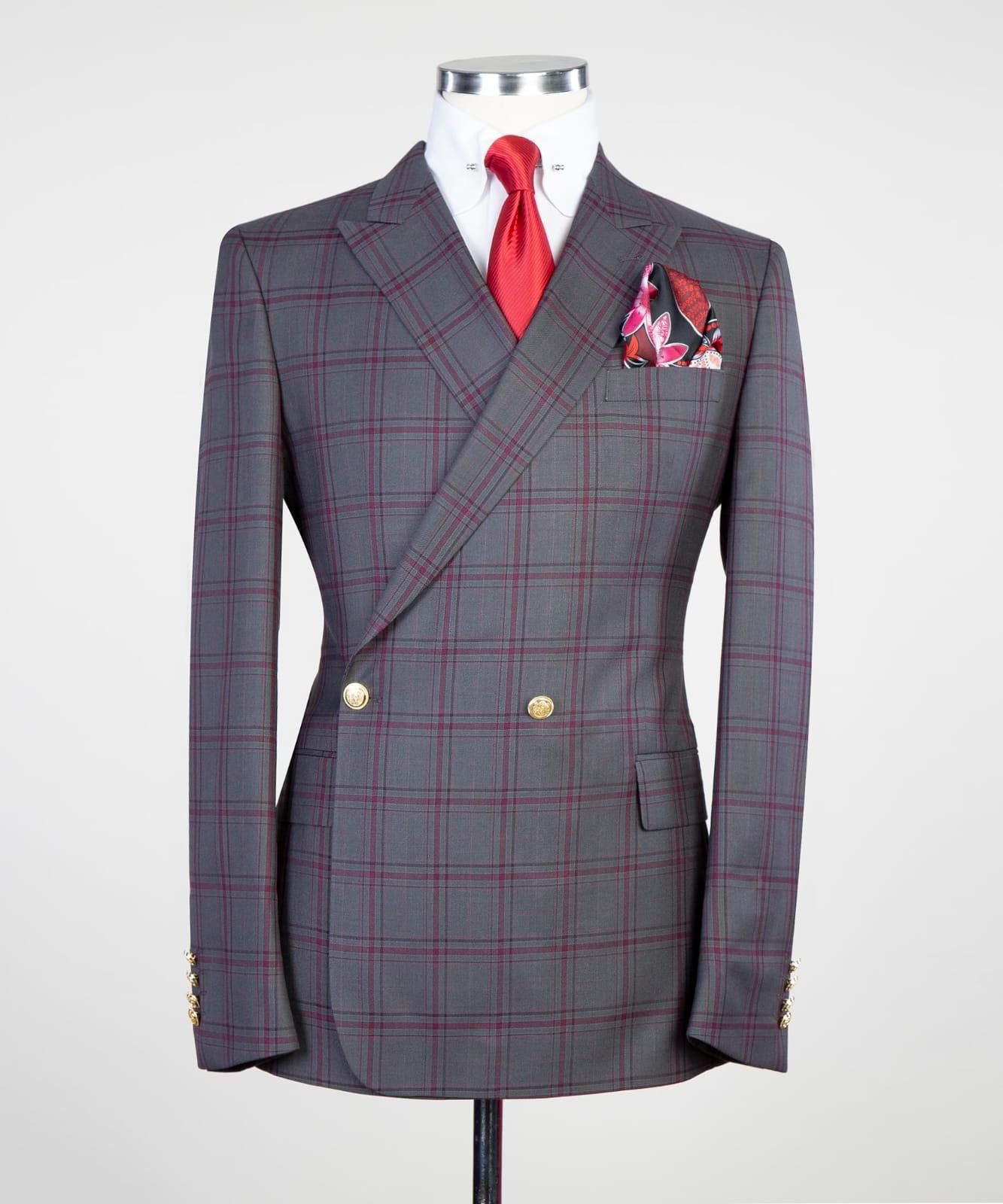 2 piece Super Double Breasted Check Suit