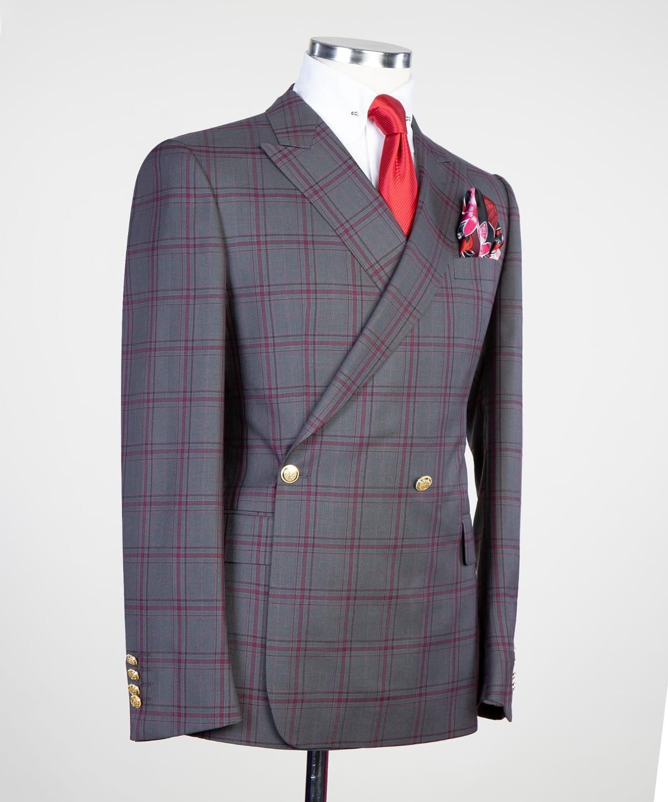 2 piece Super Double Breasted Check Suit