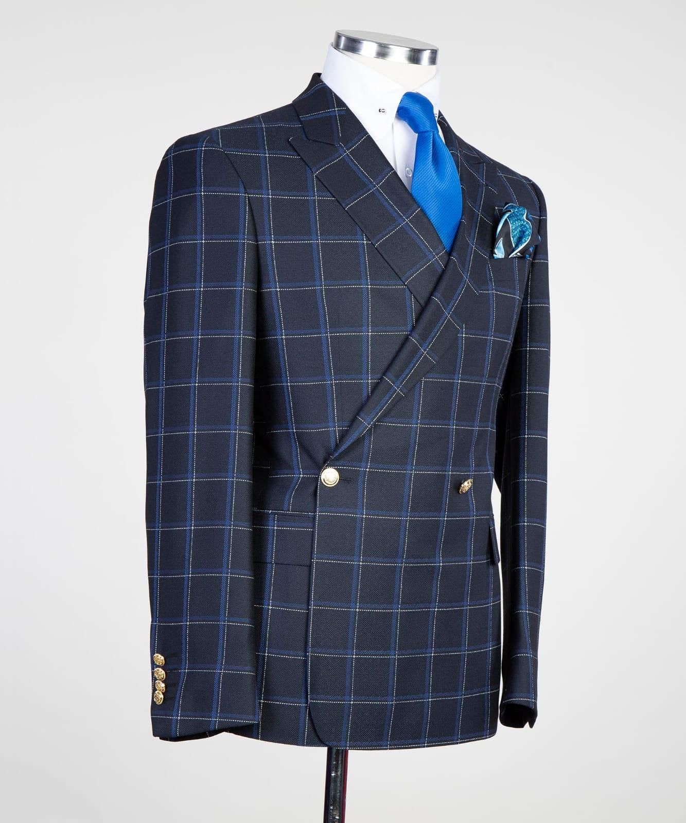 2 piece Super Double Breasted Check Suit