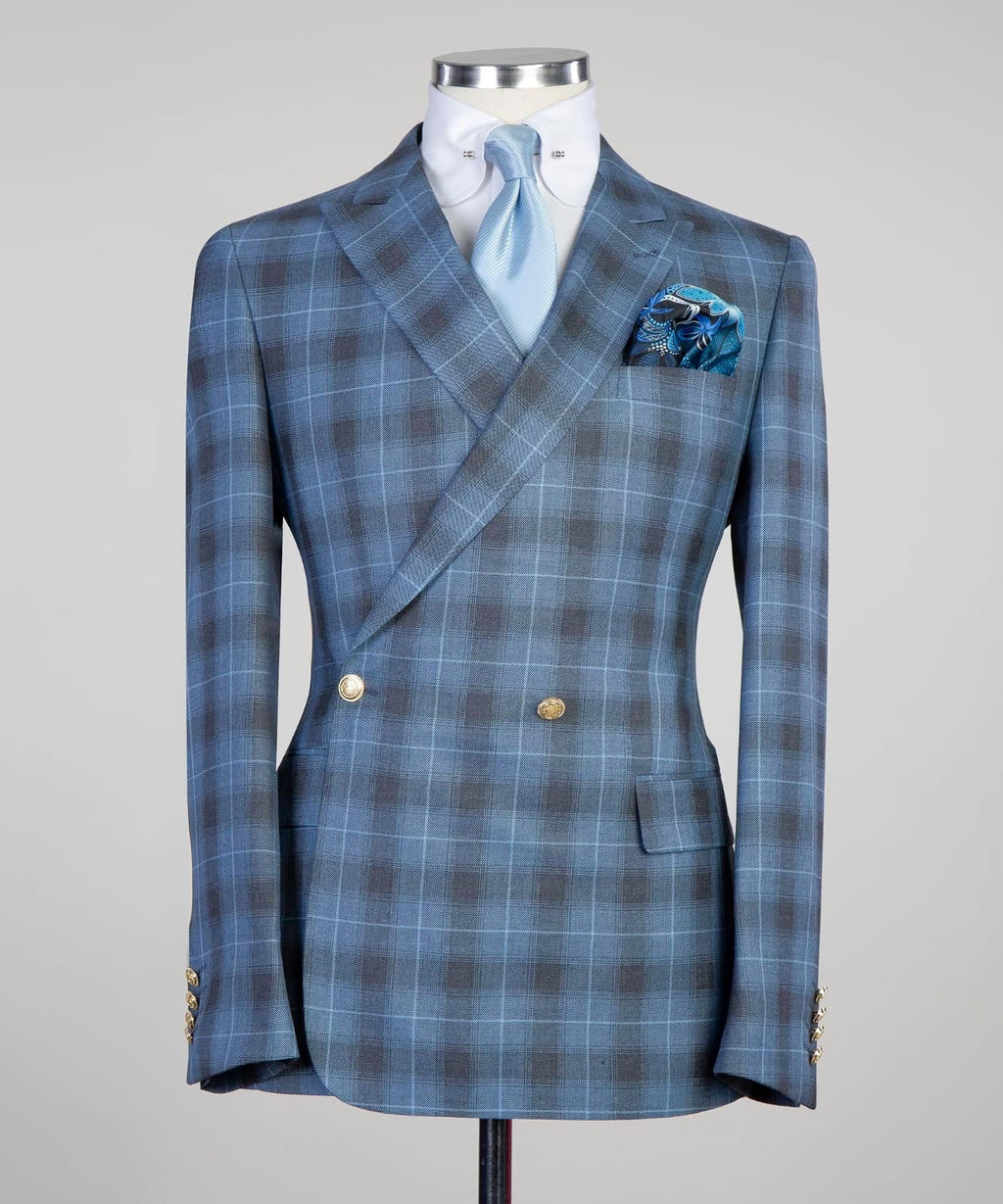 2 piece Super Double Breasted Check Suit