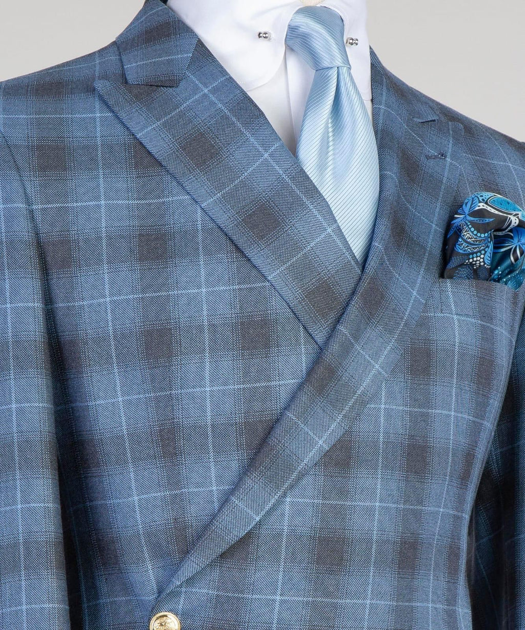 2 piece Super Double Breasted Check Suit