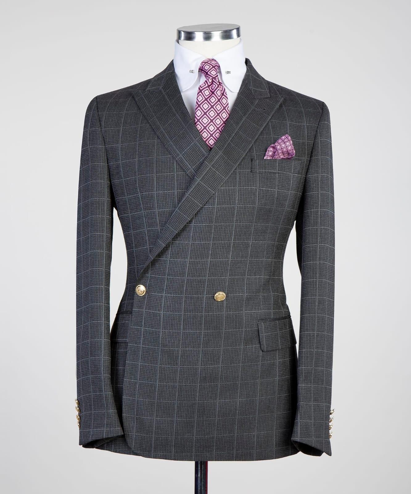 2 piece Super Double Breasted Check Suit