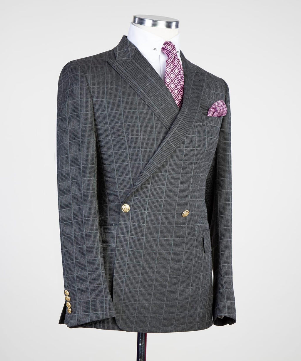 2 piece Super Double Breasted Check Suit