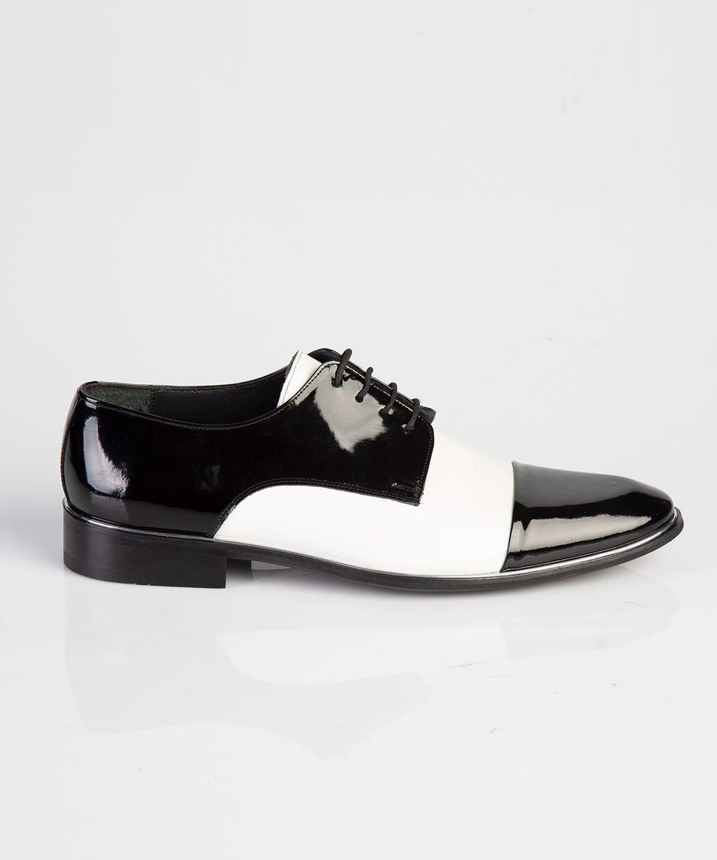 white and black shoes
