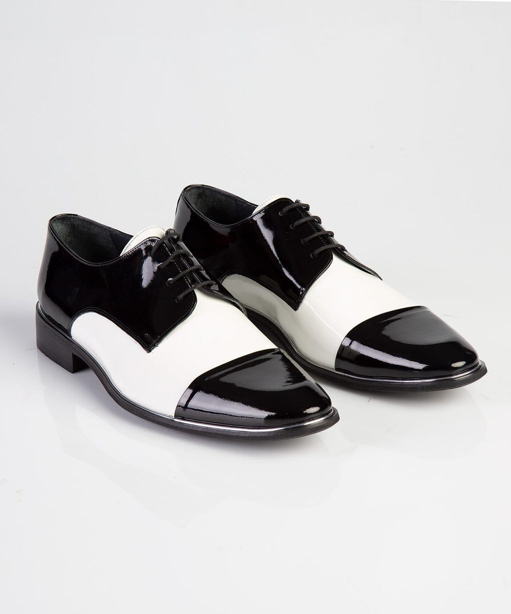 white and black shoes