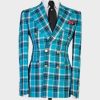 Light Blue Checked Double Breast Suit - Image 3