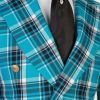 Light Blue Checked Double Breast Suit - Image 4