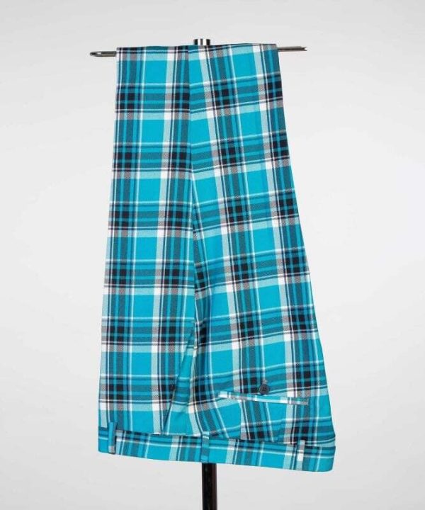 Light Blue Checked Double Breast Suit - Image 2